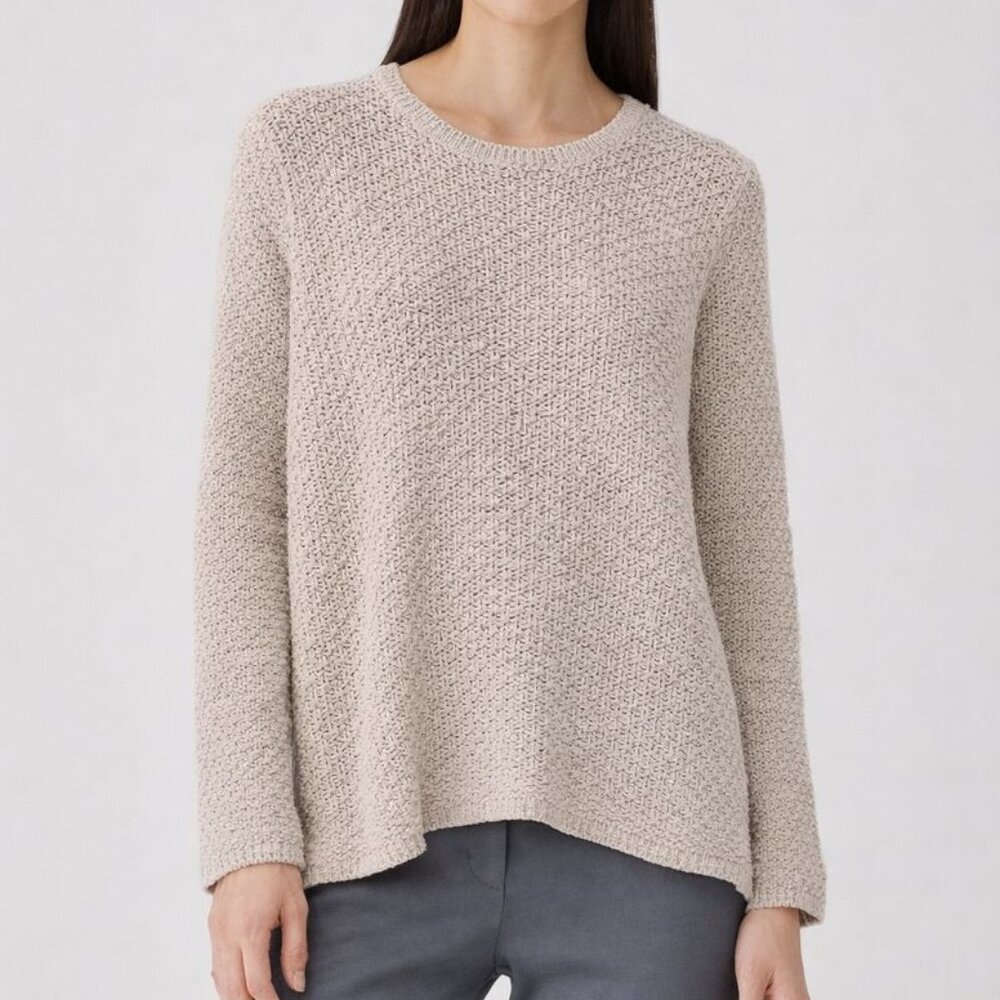 Eileen Fisher Linen Knit Crewneck Tan PM‎